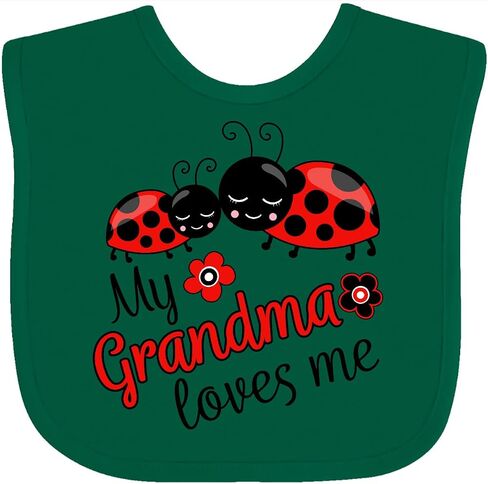 inktastic My Grandma Loves Me with Cute Ladybugs Baby Bib in Saudi Arabia