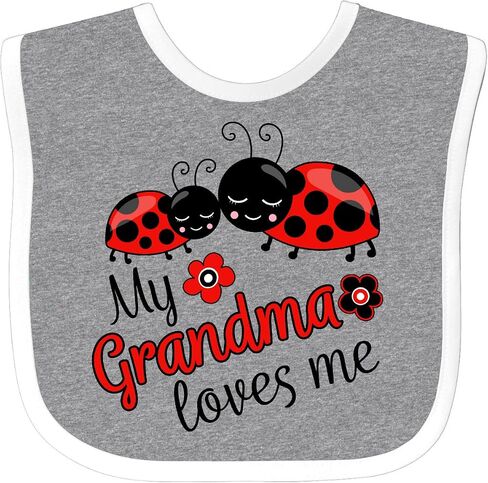 inktastic My Grandma Loves Me with Cute Ladybugs Baby Bib in Saudi Arabia