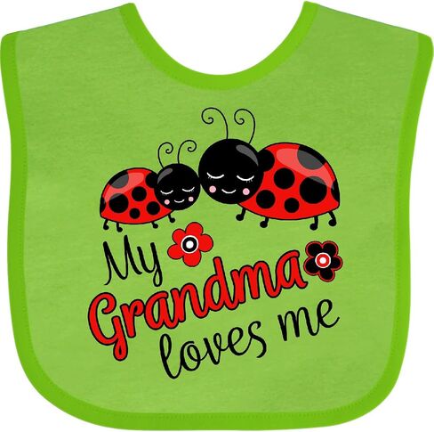 inktastic My Grandma Loves Me with Cute Ladybugs Baby Bib in Saudi Arabia
