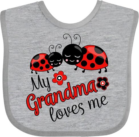 inktastic My Grandma Loves Me with Cute Ladybugs Baby Bib in Saudi Arabia
