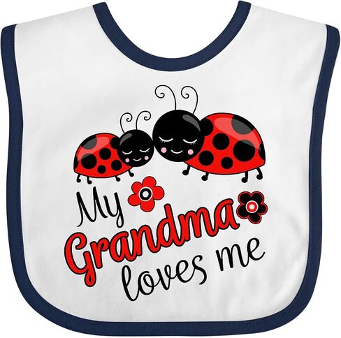inktastic My Grandma Loves Me with Cute Ladybugs Baby Bib in Saudi Arabia