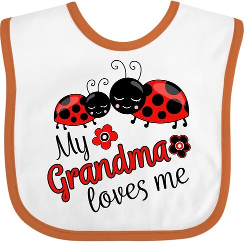 inktastic My Grandma Loves Me with Cute Ladybugs Baby Bib in Saudi Arabia