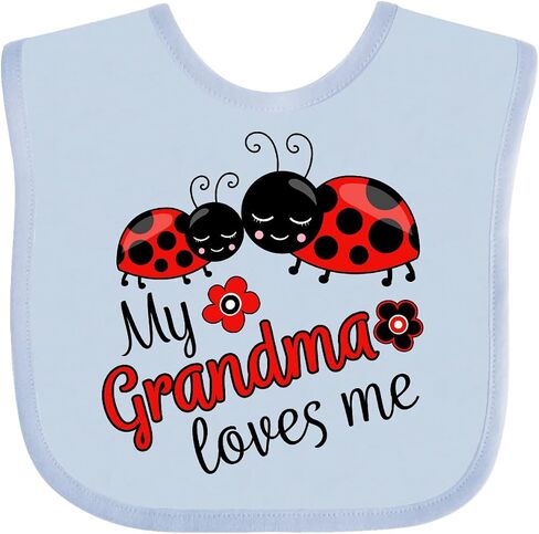 inktastic My Grandma Loves Me with Cute Ladybugs Baby Bib in Saudi Arabia