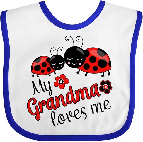 inktastic My Grandma Loves Me with Cute Ladybugs Baby Bib in Saudi Arabia
