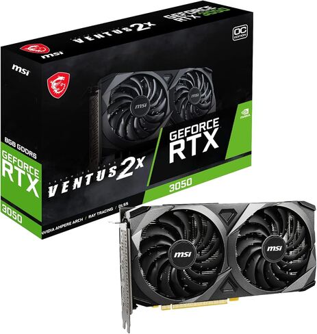 MSI Gaming GeForce RTX 3050 8GB GDRR6 Boost Clock: 1807 MHz 128-Bit HDMI/DP PCIe 4 Torx Twin Fans Ampere OC Graphics Card (RTX 3050 Ventus 2X 8G OC) in Saudi Arabia