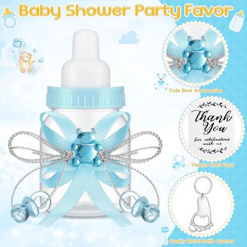 150 قطعة من زجاجات هدايا حفلات استحمام الأطفال من Sunnyray، 50 زجاجات حليب صغيرة للأطفال، 50 فتاحة زجاجات ببصمة القدم، 50 علامة شكر للفتيات الصبيان، هدايا عودة الضيوف لحفلات استقبال المولود الجديد (وردي، ذهبي) in Kuwait