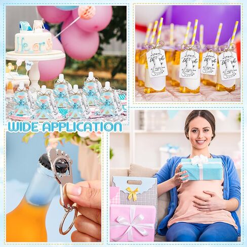 150 قطعة من زجاجات هدايا حفلات استحمام الأطفال من Sunnyray، 50 زجاجات حليب صغيرة للأطفال، 50 فتاحة زجاجات ببصمة القدم، 50 علامة شكر للفتيات الصبيان، هدايا عودة الضيوف لحفلات استقبال المولود الجديد (وردي، ذهبي) in Kuwait