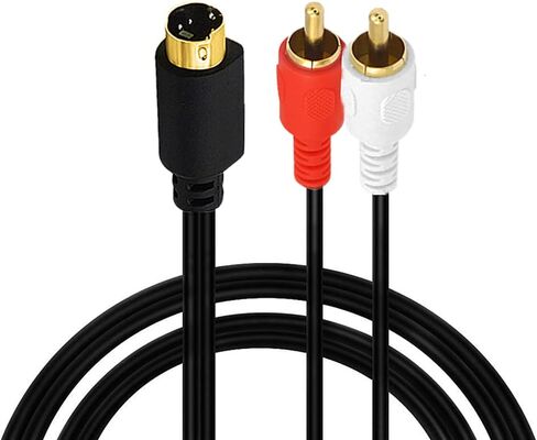 كابل مقسم S-Video 4 Pin Mini DIN إلى RCA، 4 Pin Mini DIN S-Video ذكر إلى 2 RCA ذكر كابل تمديد مقسم الصوت Y (1.5 متر/5 أقدام) in Kuwait