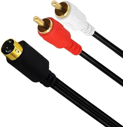 كابل مقسم S-Video 4 Pin Mini DIN إلى RCA، 4 Pin Mini DIN S-Video ذكر إلى 2 RCA ذكر كابل تمديد مقسم الصوت Y (1.5 متر/5 أقدام) in Kuwait