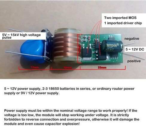 1 قطعة تيار مستمر 5 فولت-12 فولت 15KV نبض قوس دفعة لفائف مجلس مولد جهد كهربائي عالي خطوة المتابعة وحدة قوس الشاعل لفائف وحدة in Saudi Arabia