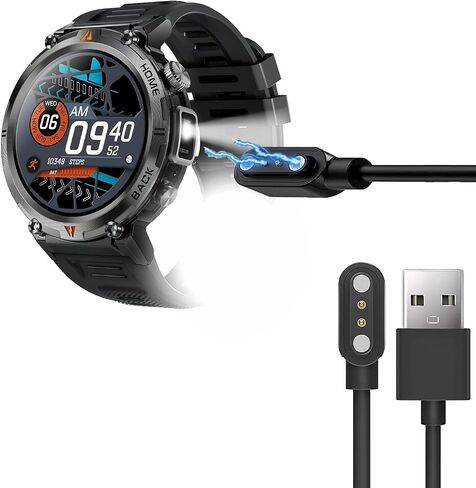 Compatible with EIGIIS KE3 Smartwatch Charger, Magnetic Replacement Charger Compatible with EIGIIS, KLOGIPOW, JELLOO, WitUser, VOPOCO, LaNikar DWTKE3, KE2, KE3, EW5 Smart Watch (Black) in Saudi Arabia