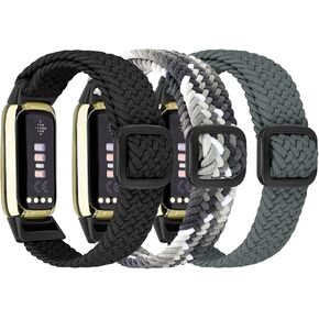 3 عبوات من الأربطة المرنة المضفرة المتوافقة مع إصدار خاص من Fitbit Luxe/Luxe، أربطة قابلة للتمدد قابلة للتعديل من أجل Fitbit Luxe للنساء والرجال