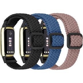 3 عبوات من الأربطة المرنة المضفرة المتوافقة مع إصدار خاص من Fitbit Luxe/Luxe، أربطة قابلة للتمدد قابلة للتعديل من أجل Fitbit Luxe للنساء والرجال