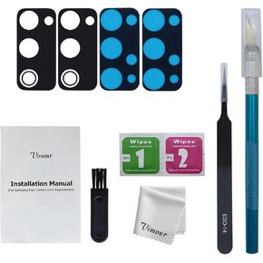 2 Pieces OEM Rear Camera Glass Lens Replacement for Samsung Galaxy S20 FE with Adhesive and Repair Toolkit (Black) in Kuwait