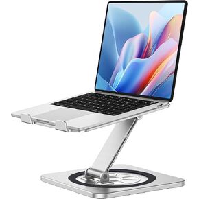 Laptop Stand for Desk with 360° Swivel Base, Adjustable Laptop Riser Holder, Ergonomic Foldable Computer Notebook Stand for Team Work, Compatible with MacBook Air Pro, Dell XPS, HP (10-16")