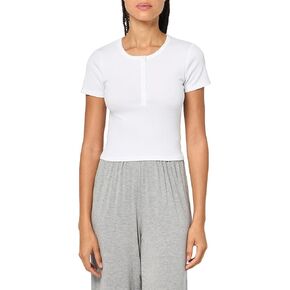 تي شيرت نسائي قصير من Florence by Mills مصنوع من قماش Rib Refresh مصنوع من Henley