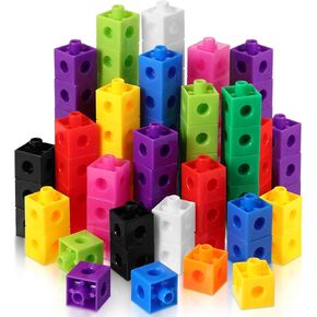 Jenaai 100 Pcs Linking Cubes Plastic Math Cubes Manipulative Counting Blocks STEM Snap Blocks Connecting and Counting for Early Math and Construction, Homeschool Preschool Supplies(Classic)