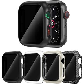 4 Pack for Apple Watch Privacy Screen Protector Case Series SE/6/5/4 Anti-Spy PC Hard Bumper Tempered Glass Ultra-Thin Bubble-Free Film for iWatch 40mm