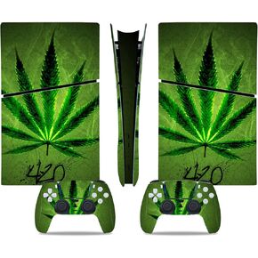 Sticker Decal Cover for PS5 Slim Digital Edition Console and Controllers Glowing Weeds