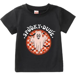 Halloween T Shirt Toddler Baby Boys Girls Funny Ghost Graphic Spooky Dude Letter Print Short Sleeve Tee Tops