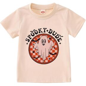 Halloween T Shirt Toddler Baby Boys Girls Funny Ghost Graphic Spooky Dude Letter Print Short Sleeve Tee Tops in Kuwait