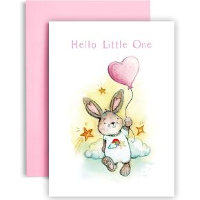 Huxters Baby Girl Cards – Cute A5 Baby Girl Cards Congratulations – Elegant Hello Congratulations Baby Girl Card with Bunny Design – Congratulations Baby Card for New Mom…