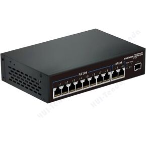 GeRRiT 8 Port Gigabit PoE Switch with 2 Gigabit Uplink, 8 PoE+ Port 1000Mbps, 1 SFP Port, 120W 802.3af/at, Metal, Play AI Smart Detection Ethernet Switch，Desktop or Wall Mount, Black
