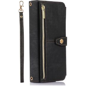 ZCDAYE Case for Samsung Galaxy A34 5G, Samsung A34 5G Wallet Phone Case, Premium Zipper Large Space Flip Leather Phone Case for Samsung A34 5G, Rose Gold