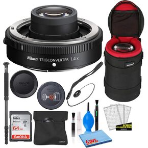 Nikon Z Teleconverter TC-1.4X for Z 70-200mm Lens (20098) with 64GB Ultra SDHC Memory Card + Padded Lens Case + 70-Inch Pro Monopod + Cap Keeper + Lens Cleaning Kit (Renewed)