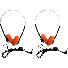 2Pcs Orange Retro On-Ear Headphones,Wired Stereo Headphones, Walkman Headphone, Lightweight Portable Headphone with Adjustable Headband, Electronics, Headphones and Earbuds
