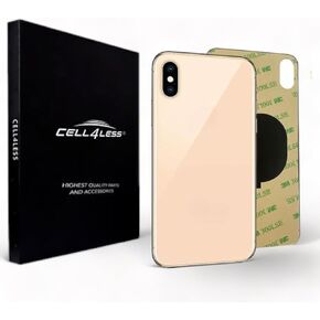 Cell4Less Back Glass Replacement Compatible w/The iPhone Xs Including Wide Camera Hole, Adhesive & Removal Tool No Logo (Gold)