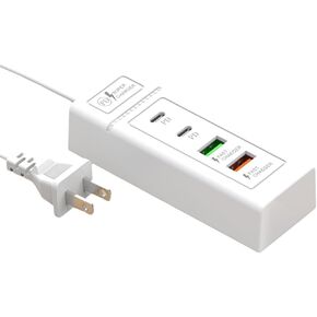 New 4 Ports USB Charging Station for iPhone 15/14/13/12, USB Charger Block Multiports Hub for Fast Charging, Type C Power Strip Socket for Samsung Galaxy S23/S22, iPad, Pixel LG and More USB Devices