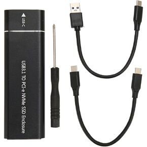 M.2 NVME SATA SSD Enclosure Adapter, USB 3.1 Type C UASP Protocol 10Gbps 2TB Type C SSD External Enclosure for 2230 2242 2260 2280 SSD (Black)
