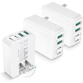 3-Pack USB C Fast Charger Block, 40W 4-Port Flat USB C Wall Charger Type C Charger PD3.0 Power Adapter Multiport Foldable Plug Brick for iPhone 15/14/13/12/11/Pro Max/XS/XR/8/7, Samsung Galaxy, Tablet