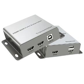 196FT HDMI KVM USB Extender with Loop Out and IR Control, BolAAzuL HDMI KVM Extender Kit Balun 1080P 60Hz over Cat5e/6 Ethernet Cable for USB Keyboard Mouse (TX and RX)