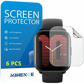 متوافق مع واقي الشاشة Amazfit Active، طبقة حماية كاملة HD من مادة TPU متوافقة مع الساعة الذكية النشطة (6 قطع)