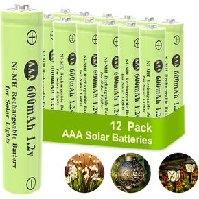 AAA Ni-MH 600mAh 1.2V Rechargeable Batteries, AAA Solar Batteries for Outdoor Solar Lights, Garden Lights, String Lights (8 Pack AAA)