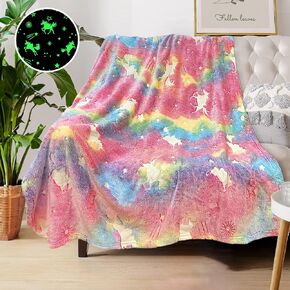 Unicorn Blanket for Girls, Glow in The Dark Blankets for Girls Kids Blankets for Girls, Personalized Blankets for Girls/Baby/Toddler, Unicorns Gifts for Girls Age 1-12, Soft Fleece Blanket 40"x 50"