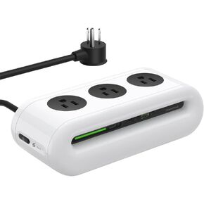 65W Charging Station, USB Ports Power Strip, 6 Port Charging Station Surge Protector with 3 AC, 2 USB C, 1 USB A, 5ft Extension Cord, Power Delivery for Home, Office, Conference Rooms, Desk Accessory