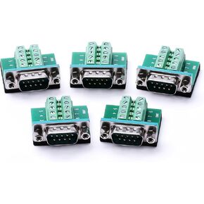 DB9 Breakout Board DB9 RS232 Serial Male to Terminal Block 10P Adapter 5 Pack