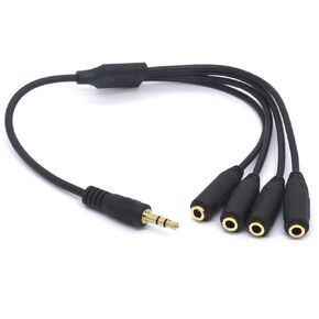 4 Way Port 3.5mm Headphone Splitter Cable 3.5 TRS Stereo Jack Earphone Audio Stereo Lead Cord for Mobile Phone Tablet Speaker Mic Headset Smartphone
