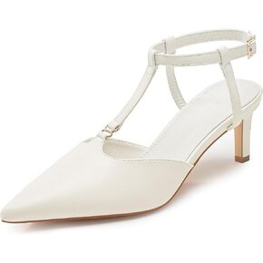 Coutgo Womens Kitten Heels T Strap Closed Pointed Toe Pumps Low Heel Ankle Strap Comfortable Dress Shoes in Saudi Arabia