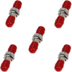 ST to ST Coupler ST Fiber Optic Adapter ST-ST Simplex Singlemode and Multimode Coupler with Red Dust Caps 5PCS