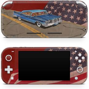 TACKY DESIGN Retro Skin Compatible with Nintendo Switch lite Skin USA Flag, Car Skin Compatible with Switch lite Cover Vinyl 3m Decal Cute Full wrap Compatible with Switch lite Sticker
