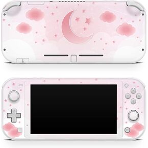 TACKY DESIGN Starry Pink Moon Skin Compatible with Nintendo Switch lite, Clouds Pastel Skin Compatible with Switch lite Stickers, Vinyl 3m Decal, Full wrap Cover