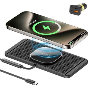 POLMXS Wireless Charger Fast Wireless car Charger Magnetic Wireless Phone Charger Charging pad for car Cell Phone Cordless Charger Compatible with iphone12/13/14/15 Series Airpods(C1MAG)