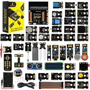 KEYESTUDIO 45 Sensors Starter Kit for BBC Microbit V2.2 V2 V1.5 (without Micro:bit), Sensor Breakout Board, i2c LCD, OLED Display, 5v Relay with Tutorials 57 Courses Coding for Teens Adults