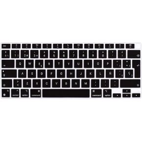 HRH ESP Spanish Language Silicone Keyboard Cover Skin for MacBook Air 13.3" 13 inch 2020 with M1 Processor(Model A2337) Touch ID Accessories Protector,Black
