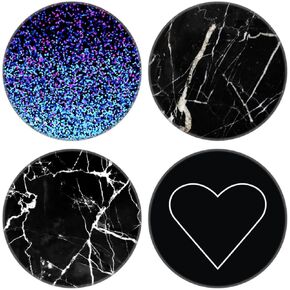 (4 Pack) Cellphone Phone Grip for Smartphones, Collapsible Stand Cell Phone Expanding Holder for Phone - Blue Black Marble Heart