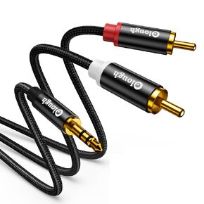 كابل JY-U 3.5 مم إلى RCA AUX، 3.5 مم 1/8 إلى RCA 2 ذكر محول مقبس سماعة الرأس سلك صوت ستيريو ممتاز متوافق مع الهاتف الذكي والكمبيوتر اللوحي وسلك مساعد RCA. (3.3 قدم (1 م))